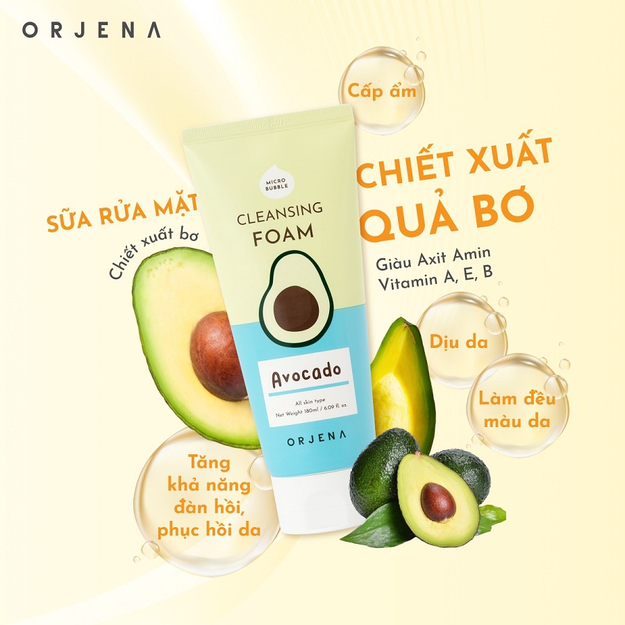 Sữa rửa mặt Orjena chiết xuất quả bơ 180ML - Ảnh 4